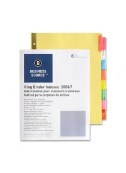 Business Source 20067 Insertable Tab Divider, 8 tab, Letter size, Manila tab, 1 set